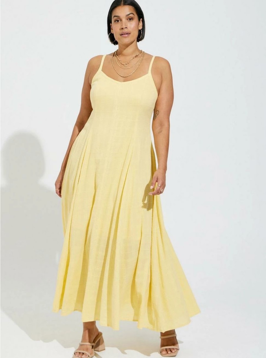 Dresses * | Torrid Maxi Cotton Textured Trapeze Dress