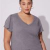 Tops * | Torrid Girlfriend Signature Jersey V-Neck Flutter Sleeve Tee