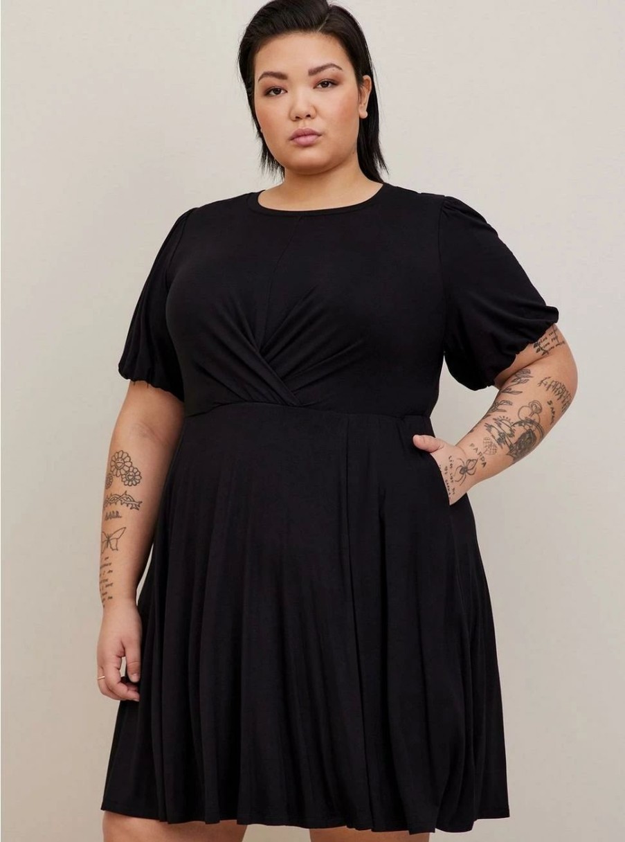 Dresses * | Torrid Mini Super Soft Balloon Sleeve Aline Dress