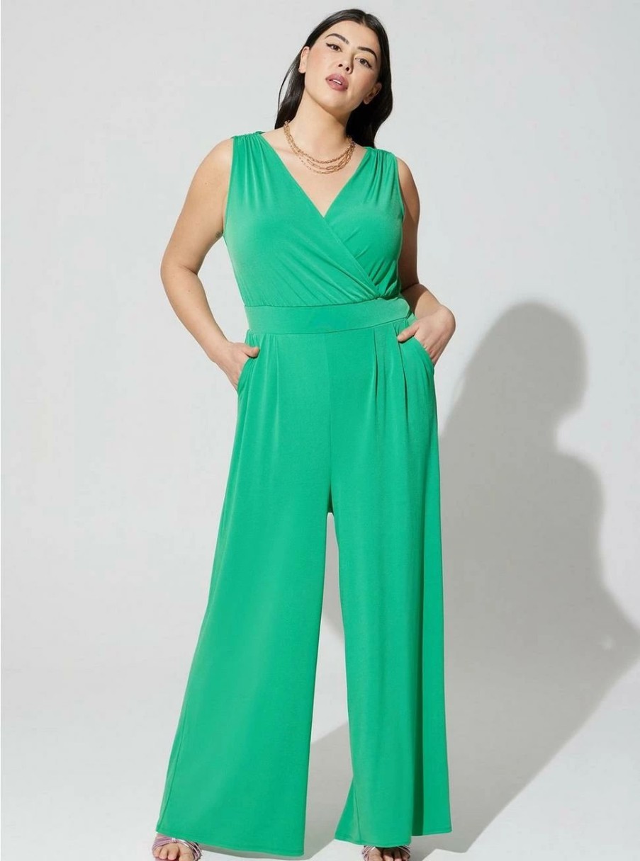 Dresses * | Torrid Studio Knit Surplice Tie Back Jumpsuit