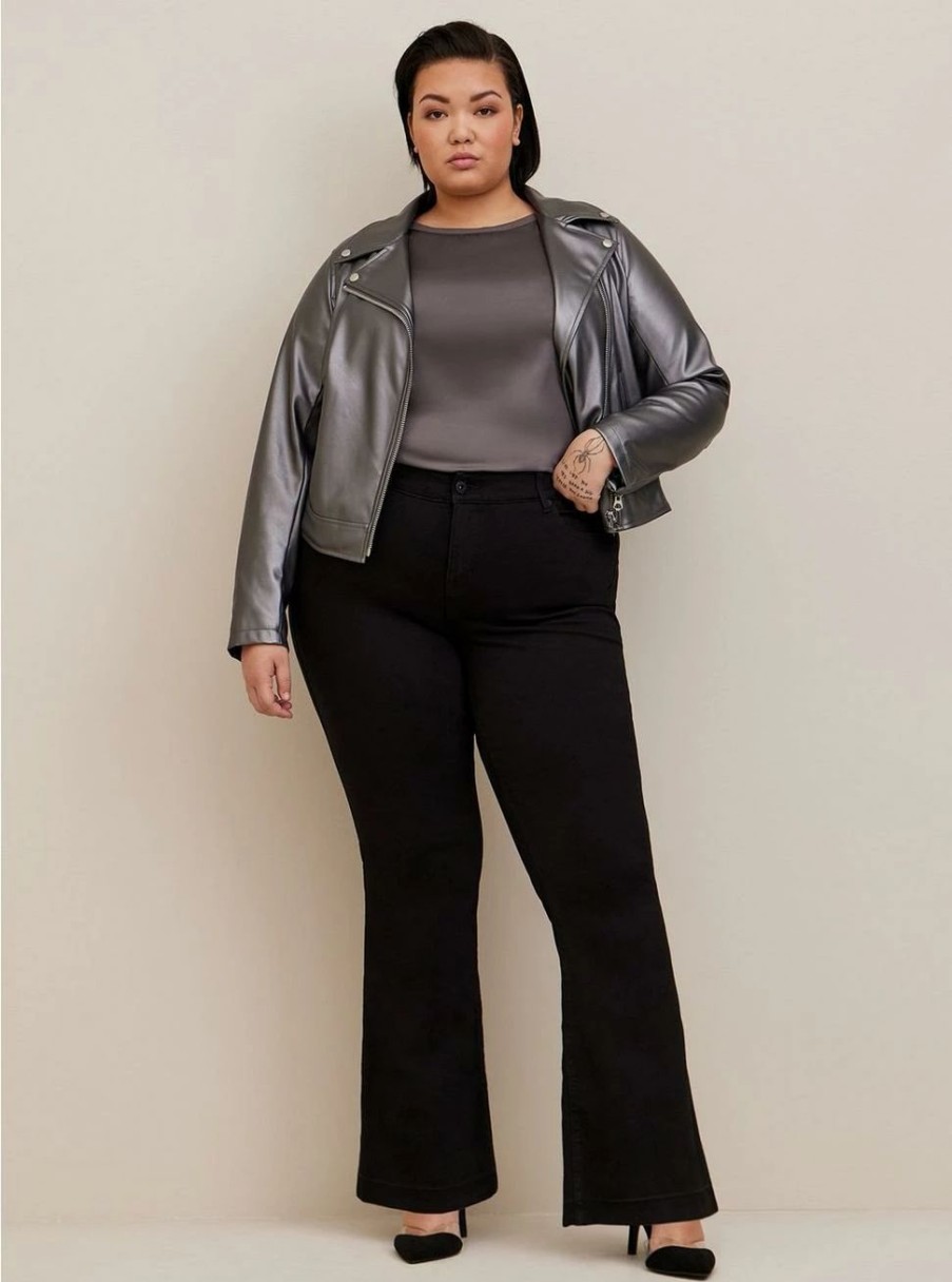 Jackets * | Torrid Faux Leather Metallic Moto Jacket