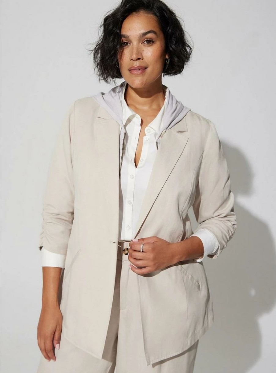 Jackets * | Torrid Studio Linen Blazer