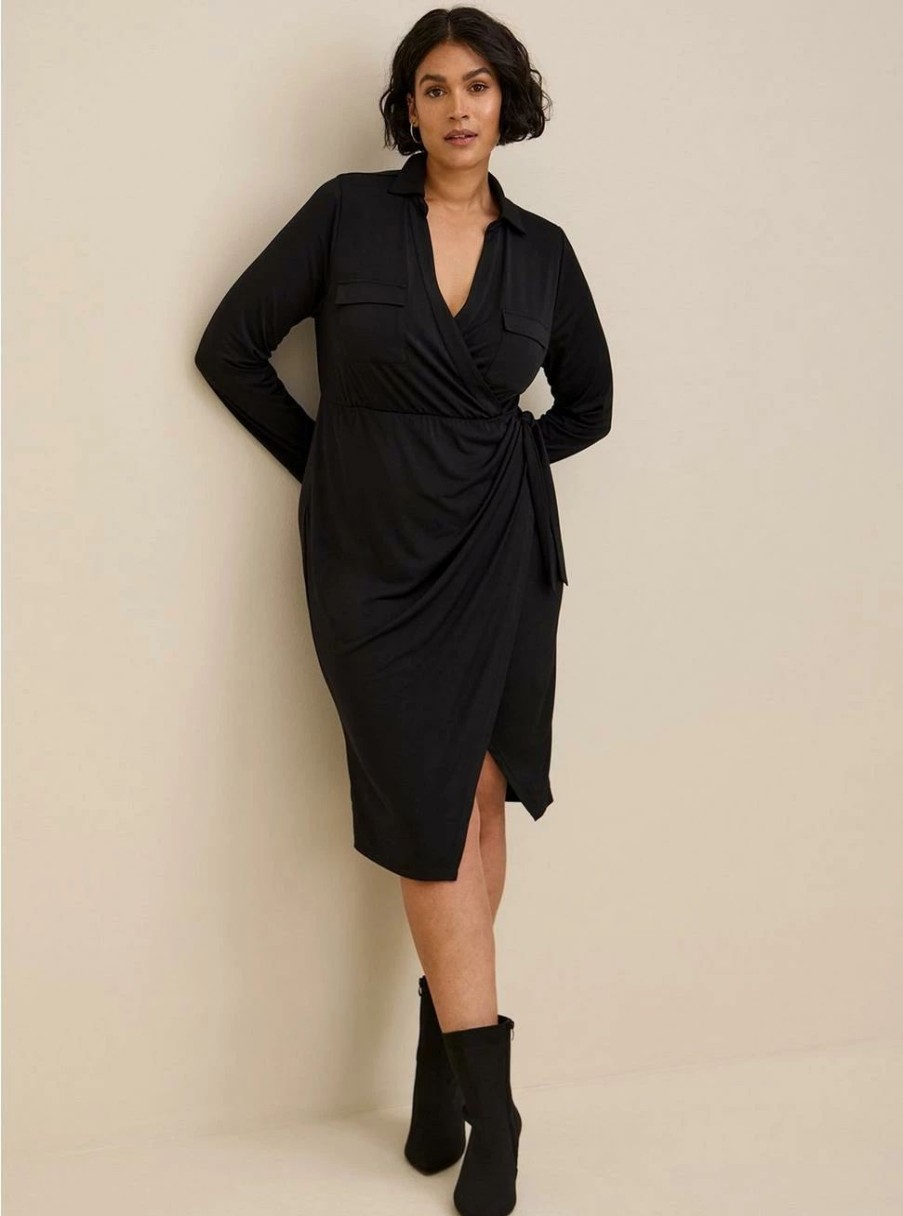 Dresses * | Torrid At The Knee Studio Knit Collared Dress