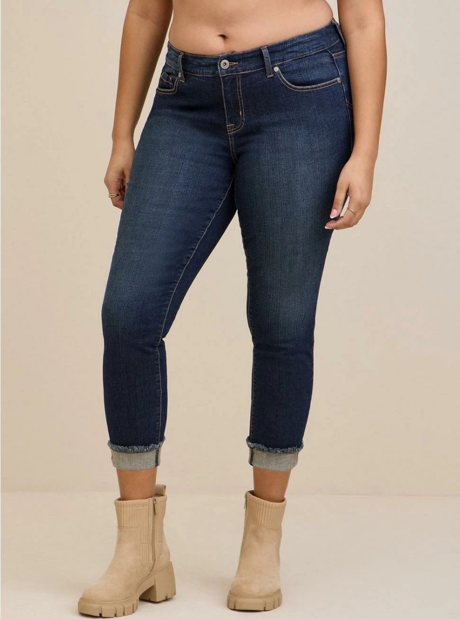 Bottoms * | Torrid Crop Boyfriend Straight Vintage Stretch Mid-Rise Jean