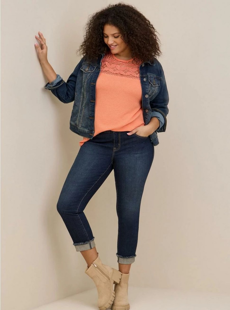 Bottoms * | Torrid Crop Boyfriend Straight Vintage Stretch Mid-Rise Jean