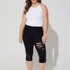 Bottoms * | Torrid Pedal Pusher Premium Legging Asymmetrical Destruction Black