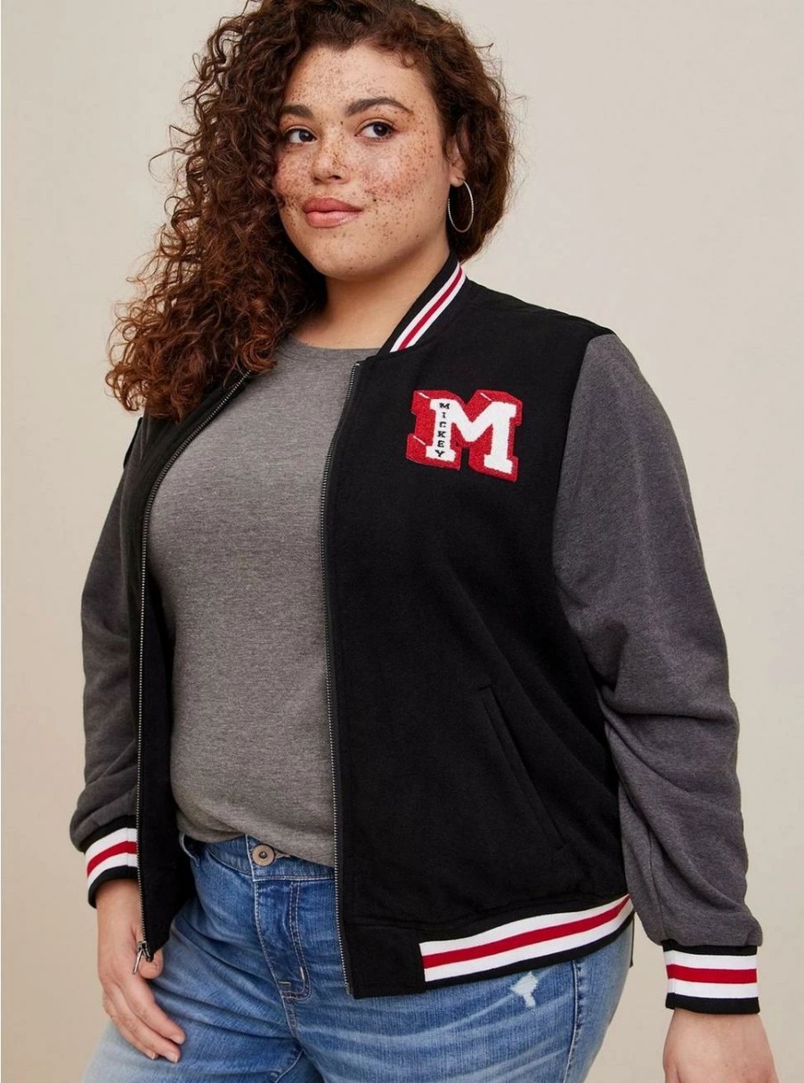 Jackets * | Torrid Disney Mickey Mouse Wool Bomber Jacket