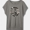 Tops * | Null Moon Phase Relaxed Fit Super Soft Slub Crew Neck Dolman Banded Foil Tee