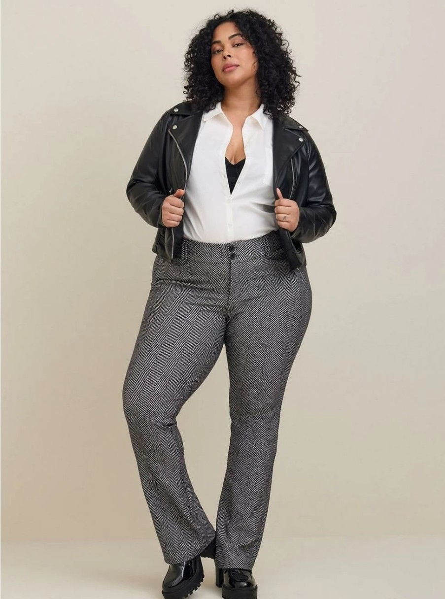 Bottoms * | Torrid Trouser Slim Boot Studio Luxe Ponte Mid-Rise Pant