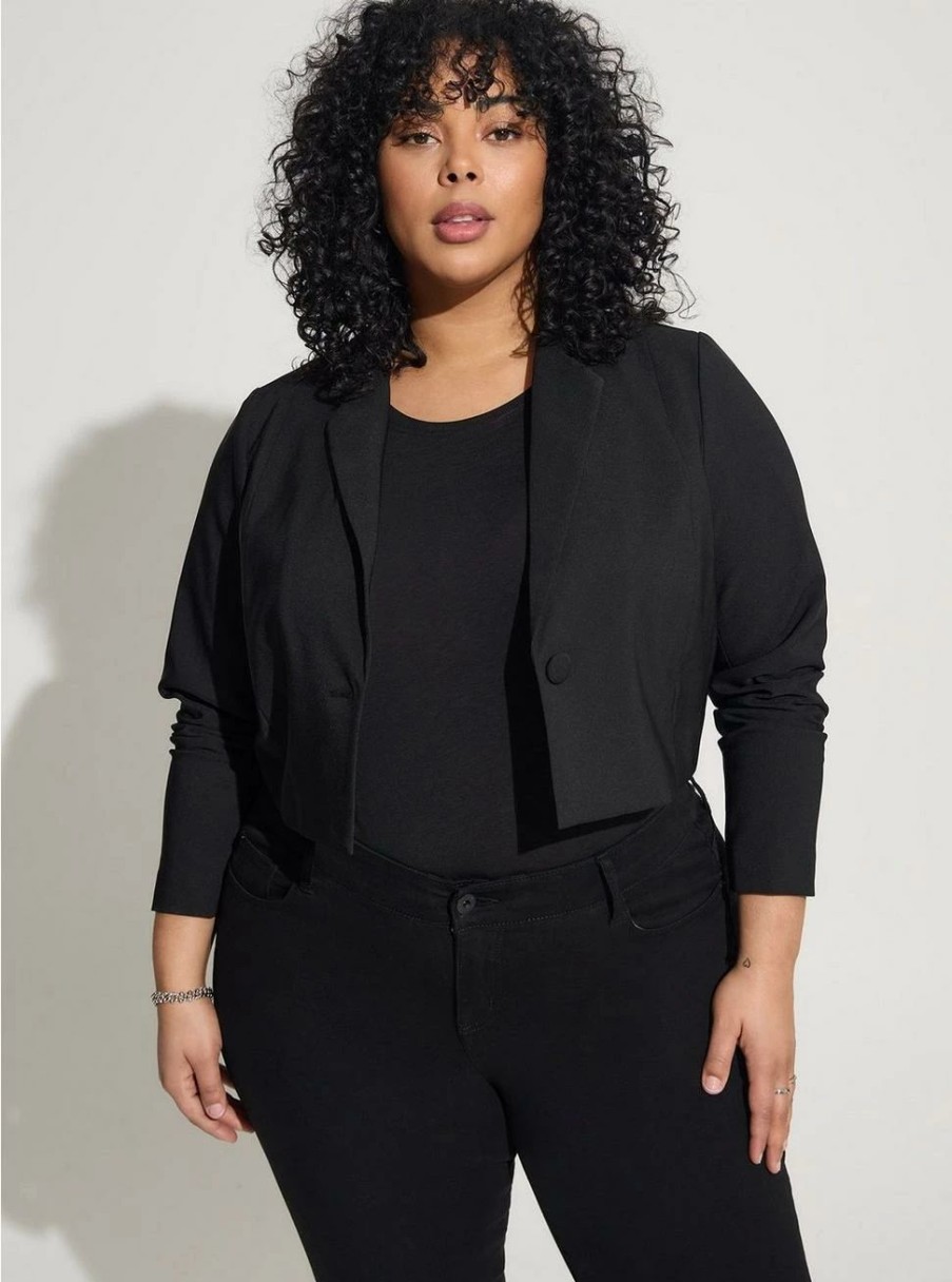 Jackets * | Torrid Studio Refined Crepe Cropped Blazer