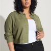 Jackets * | Torrid Linen Crop Patch Pocket Jacket