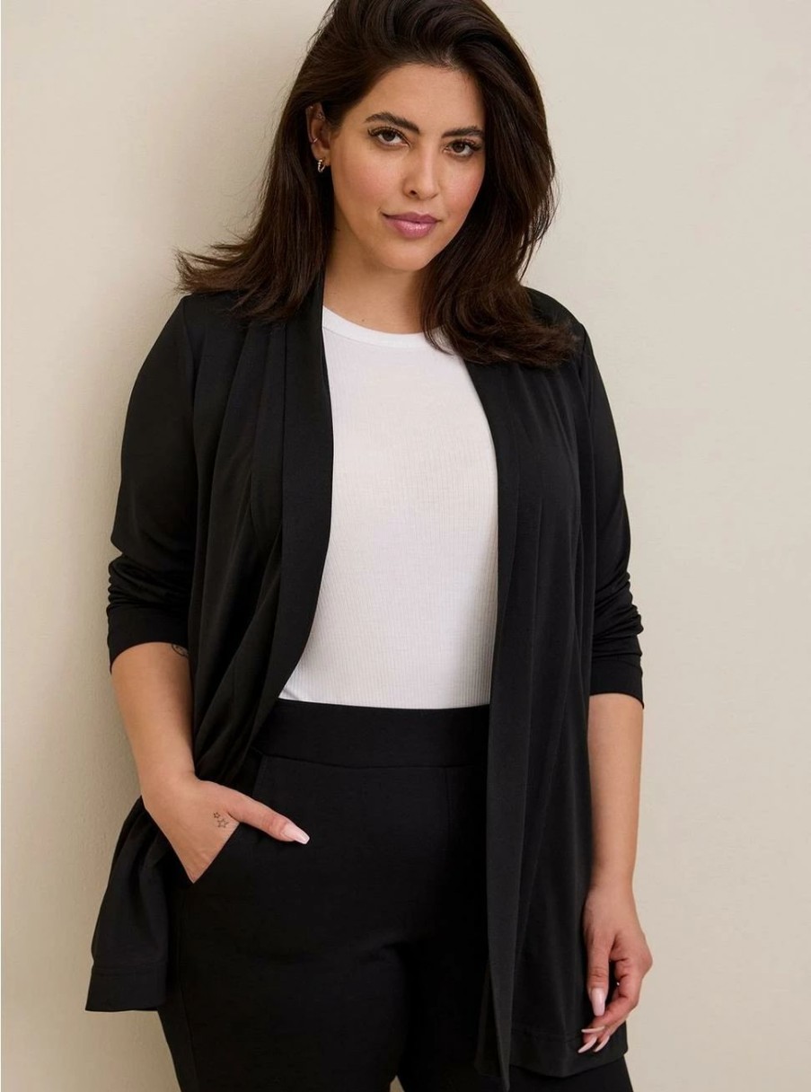 Jackets * | Torrid Crepe Open Front Cardigan