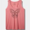 Tops * | Null Butterfly Cotton Scoop Neck Tank