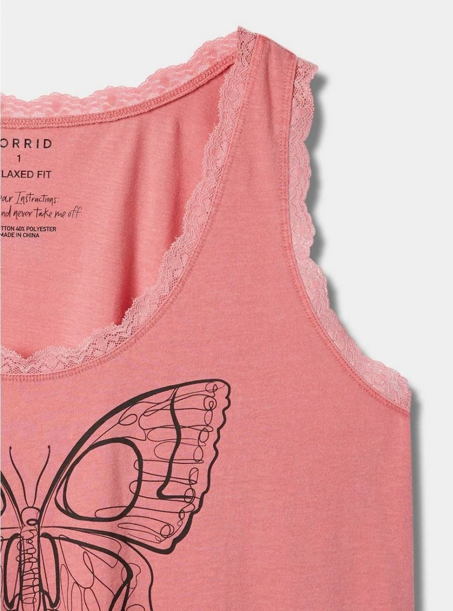 Tops * | Null Butterfly Cotton Scoop Neck Tank