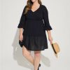 Dresses * | Torrid Mini Cotton Ruffle Long Sleeve Beach Dress