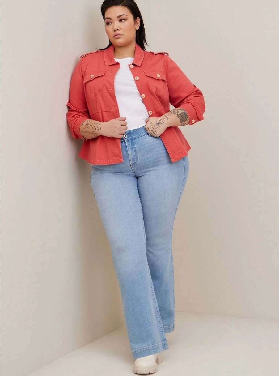 Jackets * | Torrid Stretch Twill Peplum Utility Jacket