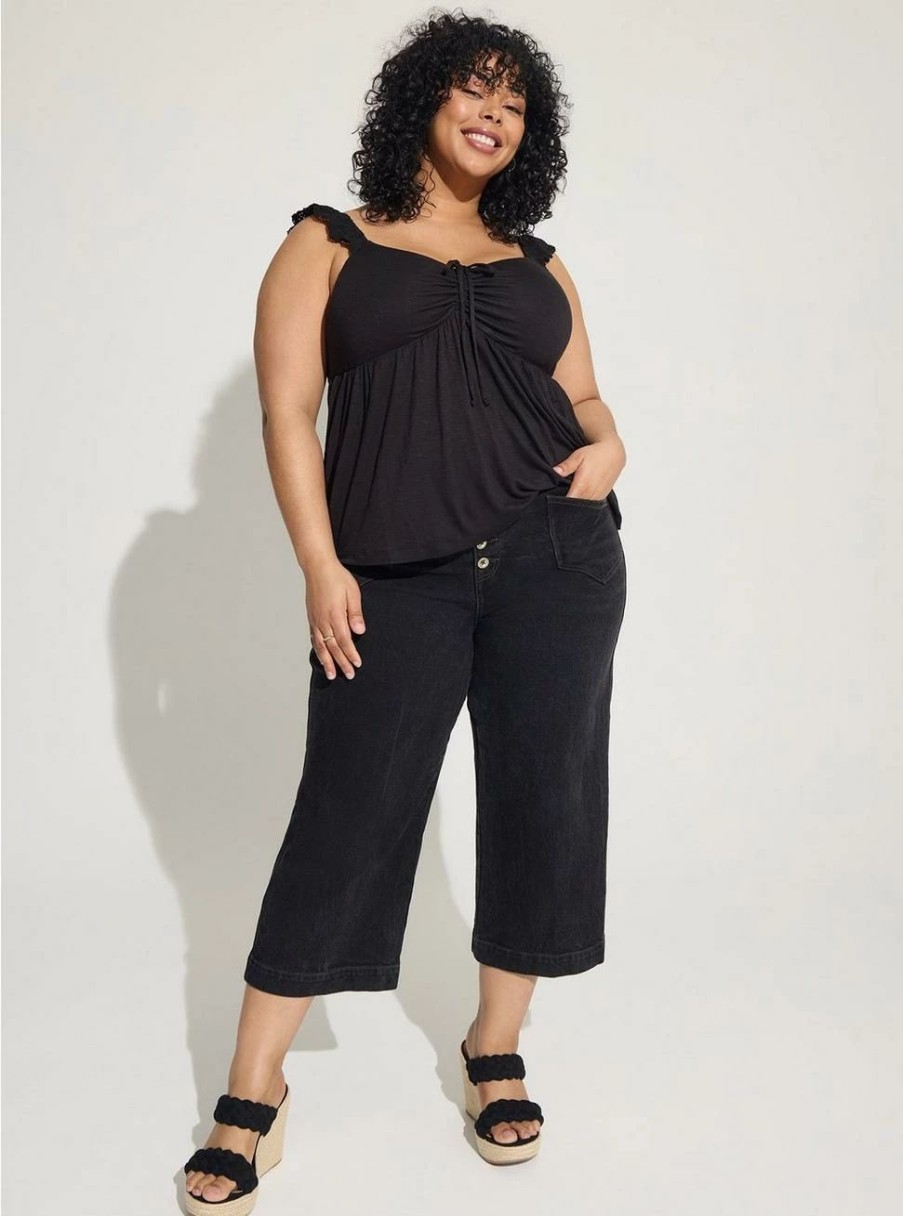 Bottoms * | Torrid Crop Wide Leg Classic Denim High-Rise Jean