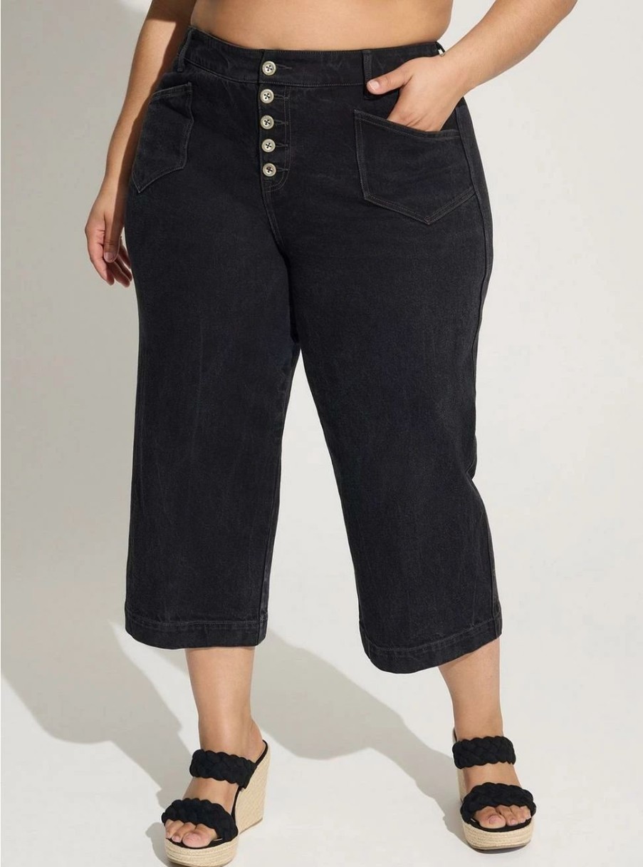 Bottoms * | Torrid Crop Wide Leg Classic Denim High-Rise Jean