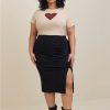 Bottoms * | Torrid Midi Studio Luxe Ponte Cinched Pencil Skirt