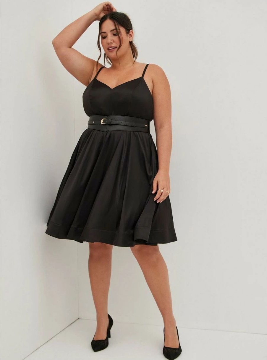 Dresses * | Torrid Mini Satin Skater Dress