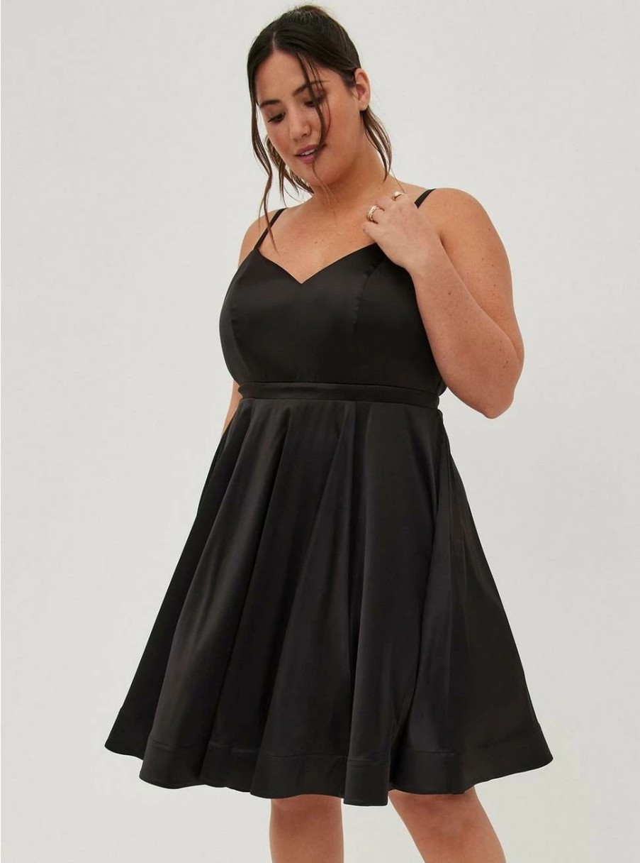 Dresses * | Torrid Mini Satin Skater Dress