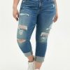 Bottoms * | Torrid Crop Boyfriend Straight Vintage Stretch Mid-Rise Jean