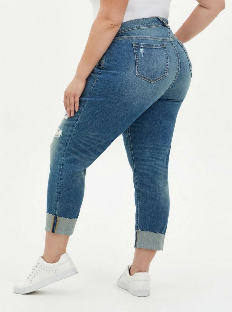 Bottoms * | Torrid Crop Boyfriend Straight Vintage Stretch Mid-Rise Jean