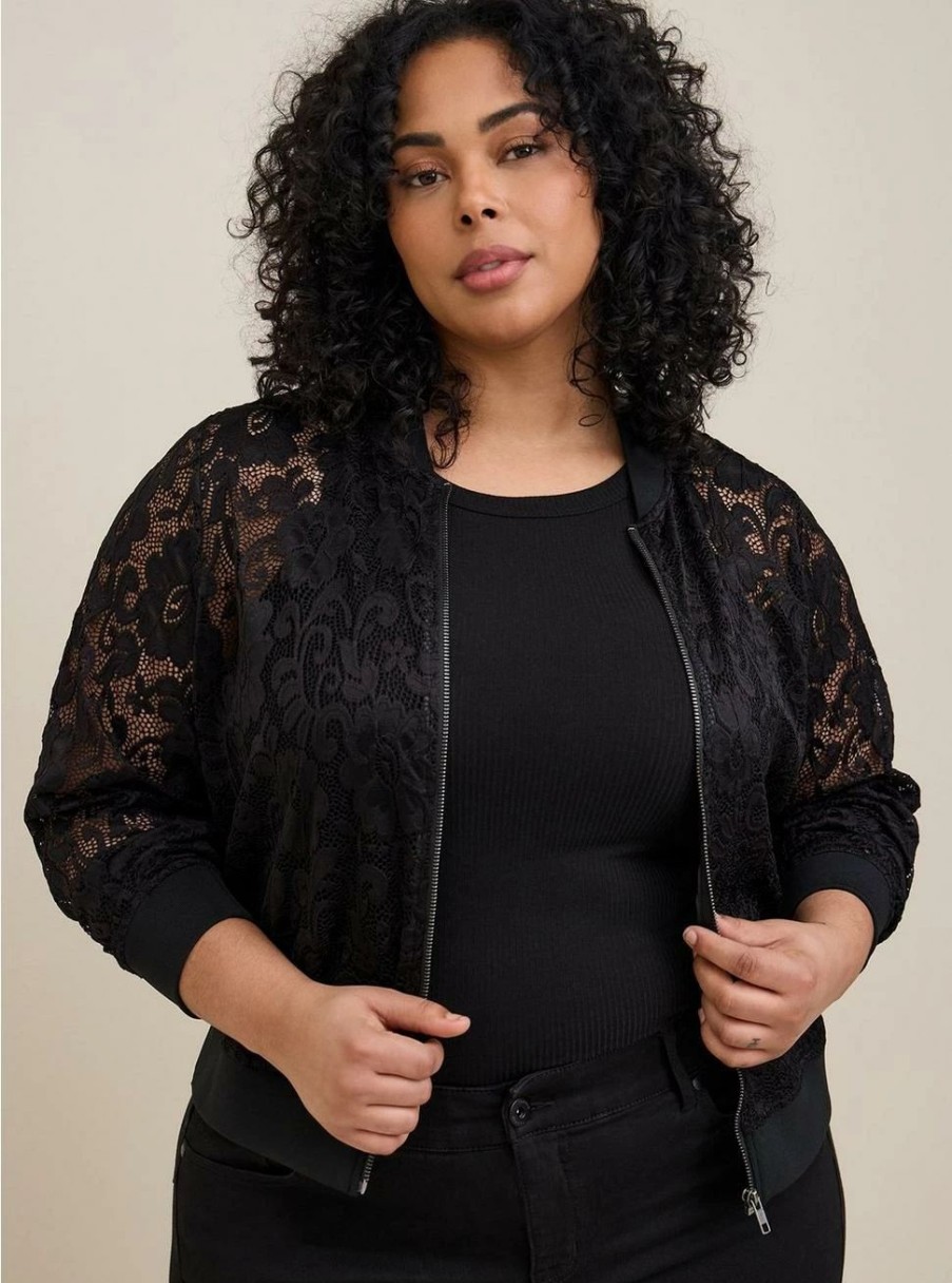 Jackets * | Torrid Lace Bomber