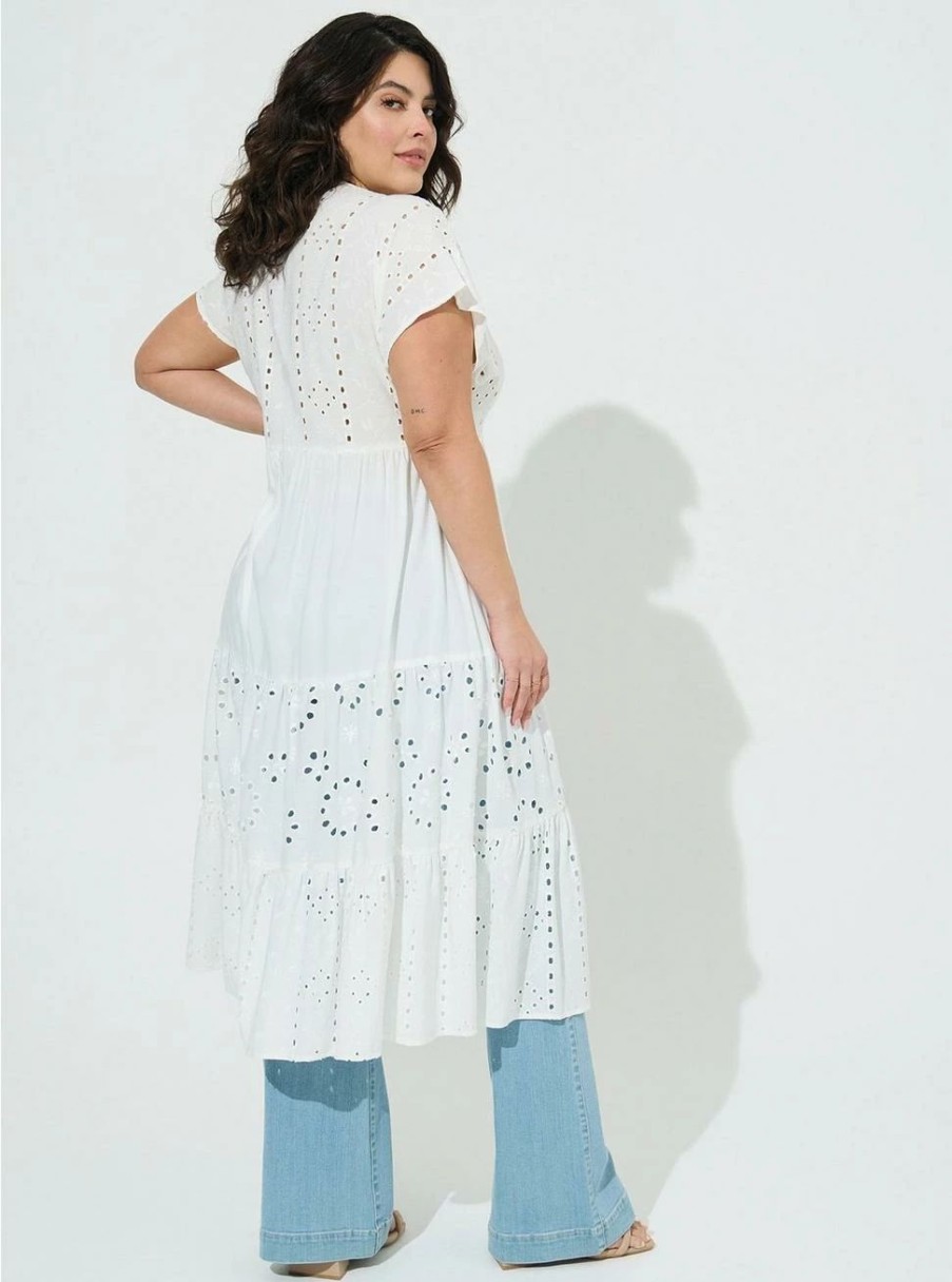 Jackets * | Torrid Cotton Eyelet Maxi Kimono