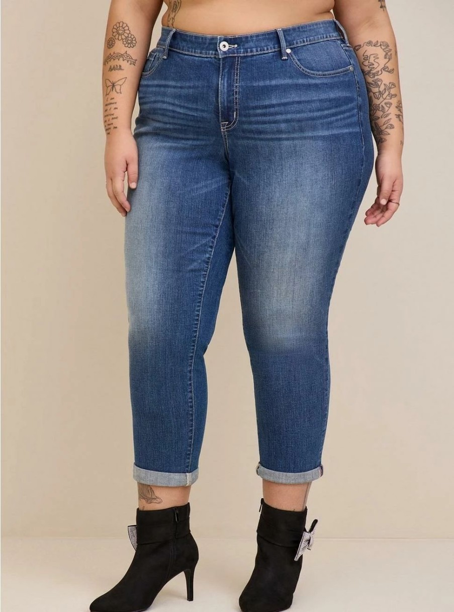 Jeans * | Torrid Boyfriend Straight Vintage Stretch Mid-Rise Jean