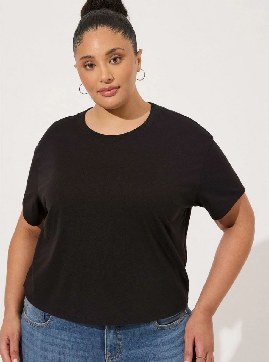 Tops * | Torrid Relaxed Signature Jersey Crew Neck Crop Tee