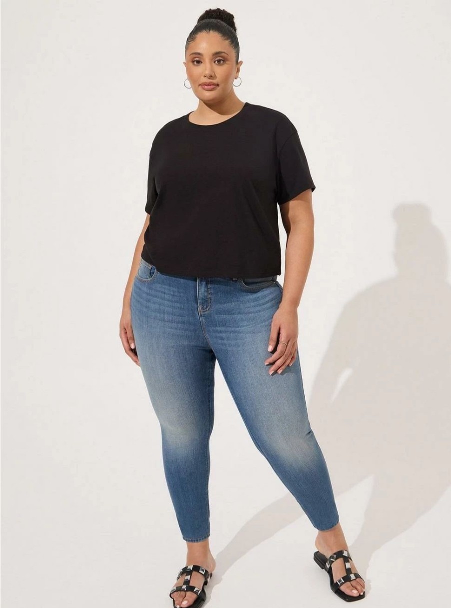 Tops * | Torrid Relaxed Signature Jersey Crew Neck Crop Tee