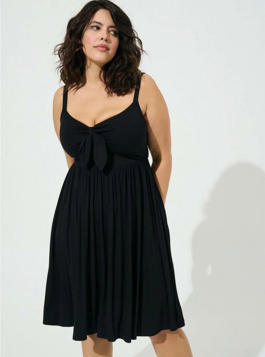 Dresses * | Torrid Mini Super Soft Bow Front Skater Dress