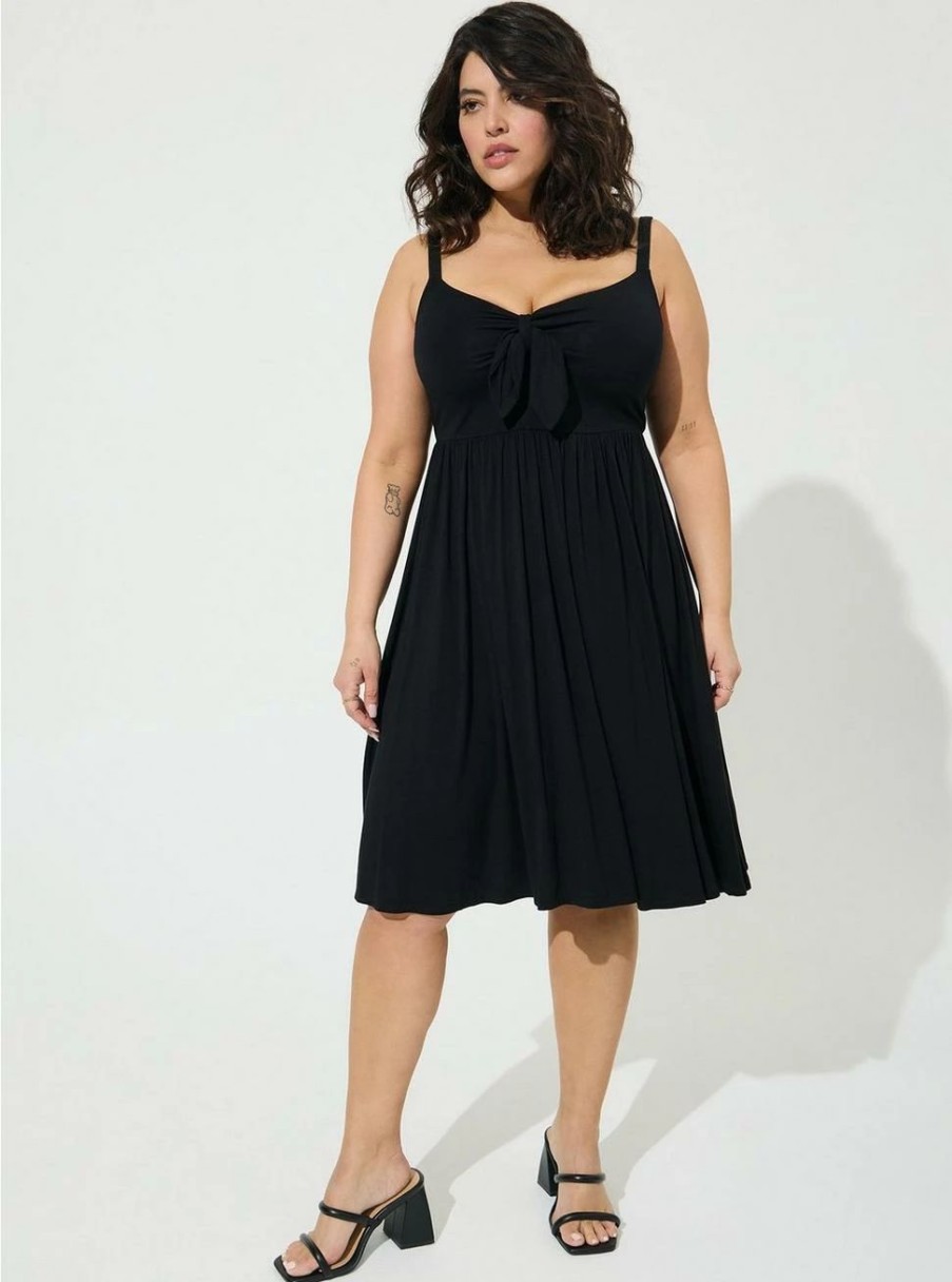 Dresses * | Torrid Mini Super Soft Bow Front Skater Dress