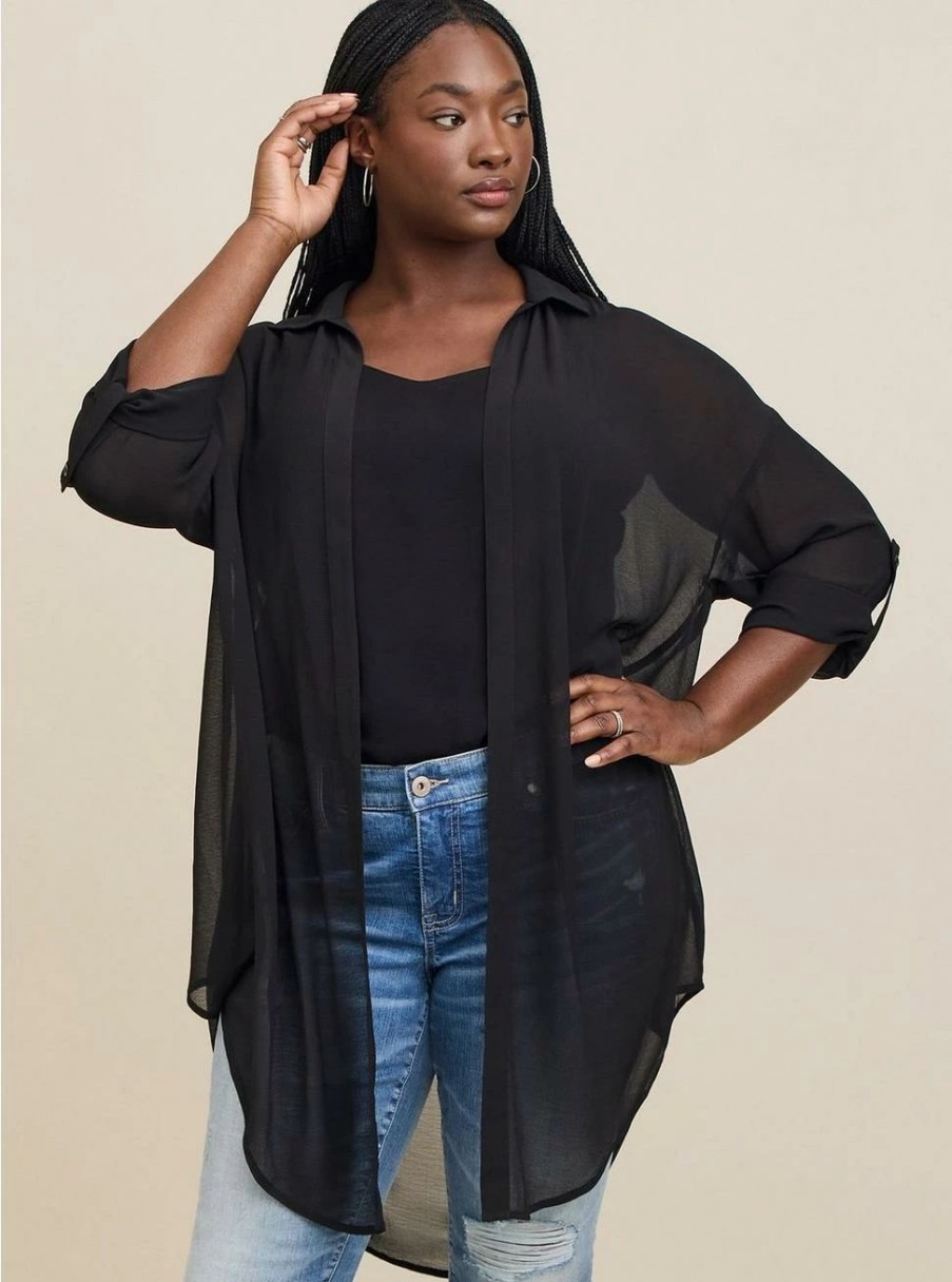 Jackets * | Torrid Chiffon Shirt Kimono