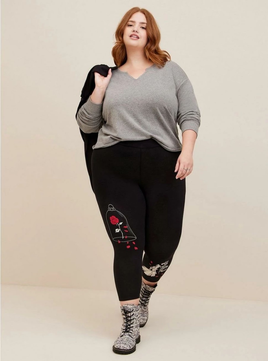 Bottoms * | Torrid Disney Beauty And The Beast Crop Signature Waistband Premium Legging