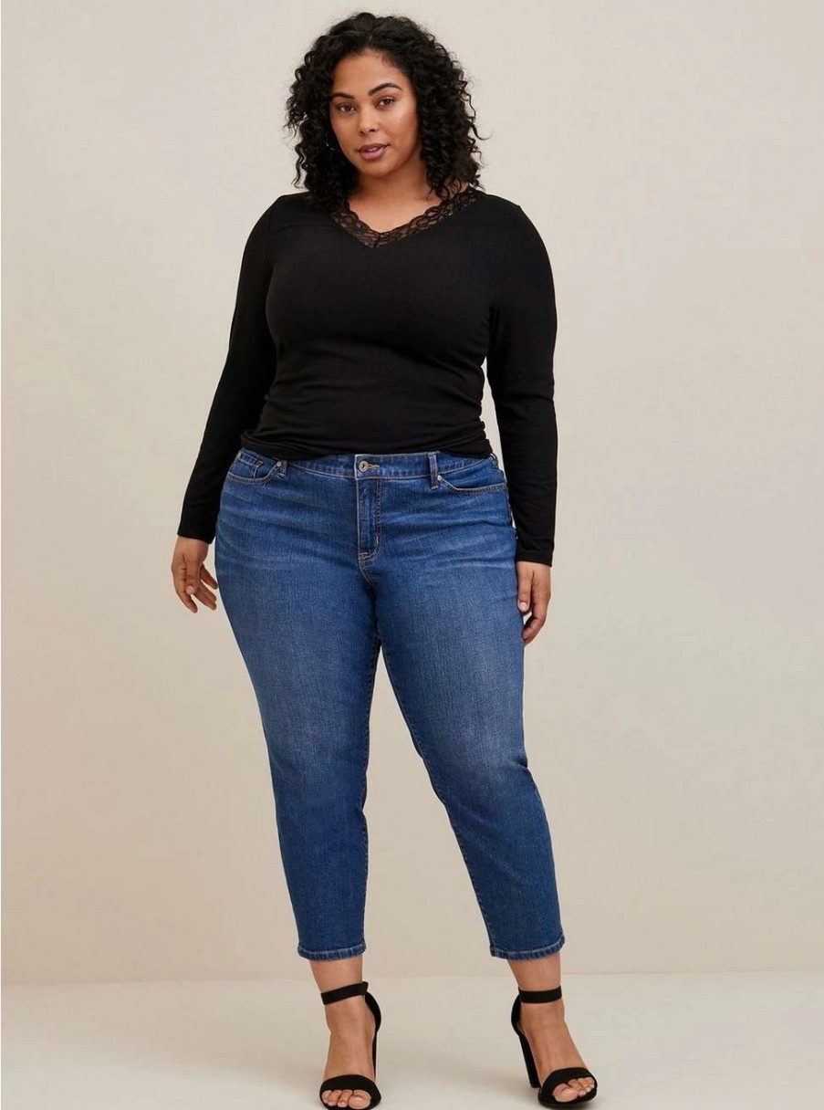 Jeans * | Torrid Perfect Skinny Ankle Vintage Stretch Mid-Rise Jean (Short)