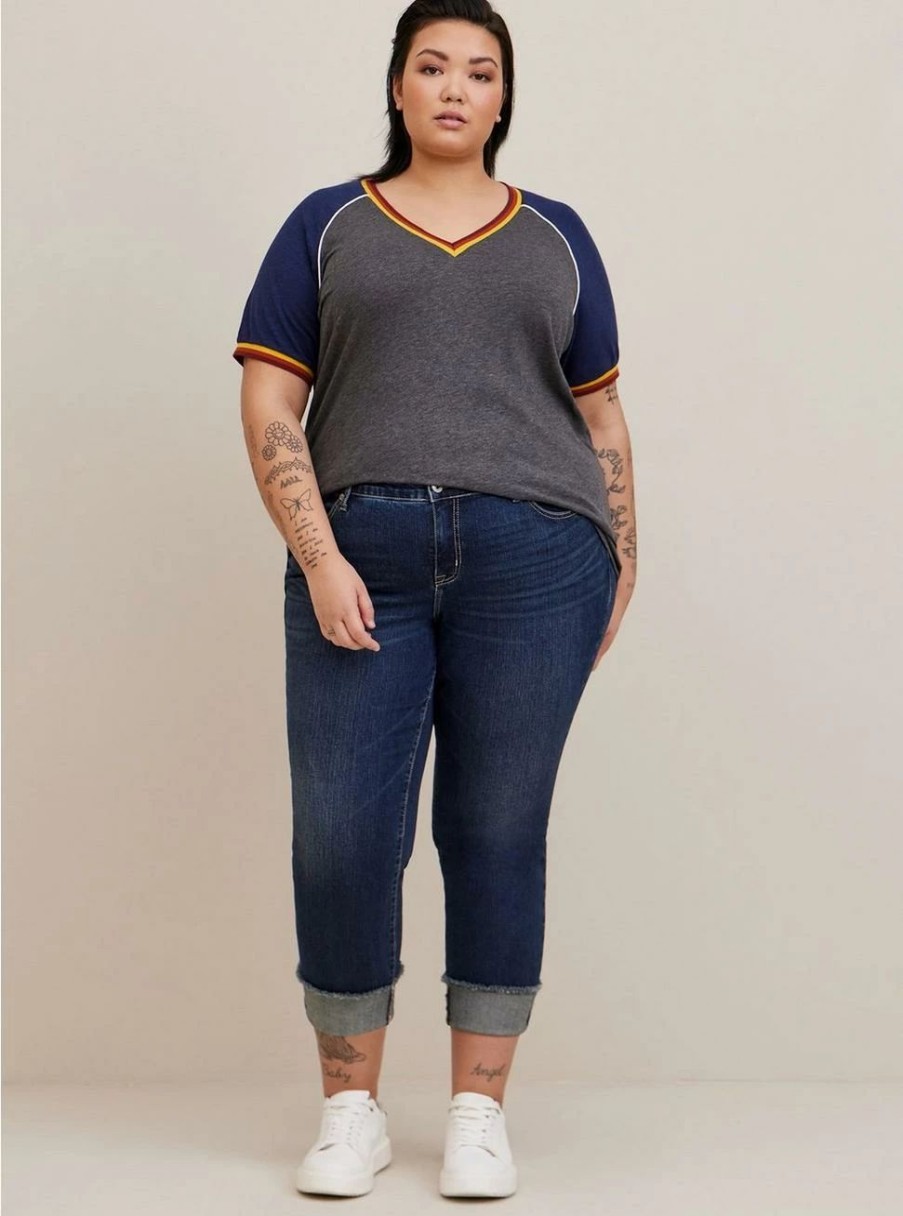 Jeans * | Torrid Crop Boyfriend Straight Vintage Stretch Mid-Rise Jean