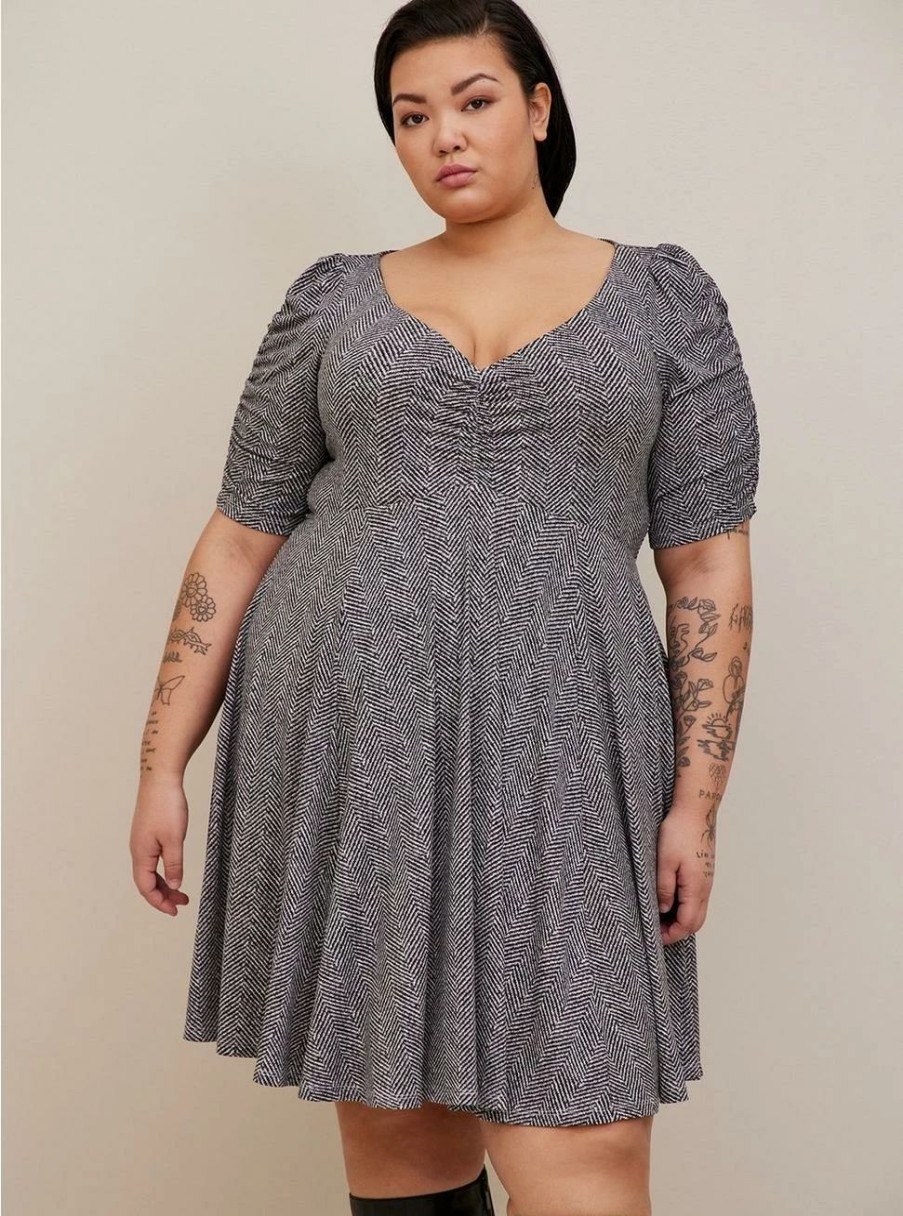 Dresses * | Torrid Mini Studio Knit Cinch Front Skater Dress