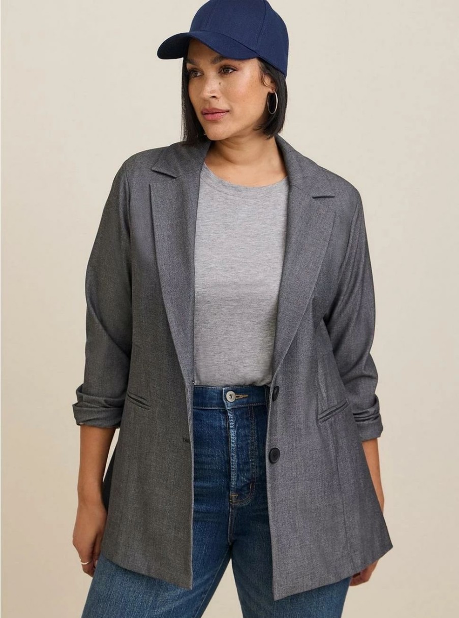 Jackets * | Torrid Studio Luxe Long Line Blazer