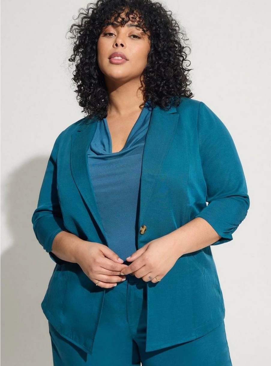 Jackets * | Torrid Studio Linen Blazer