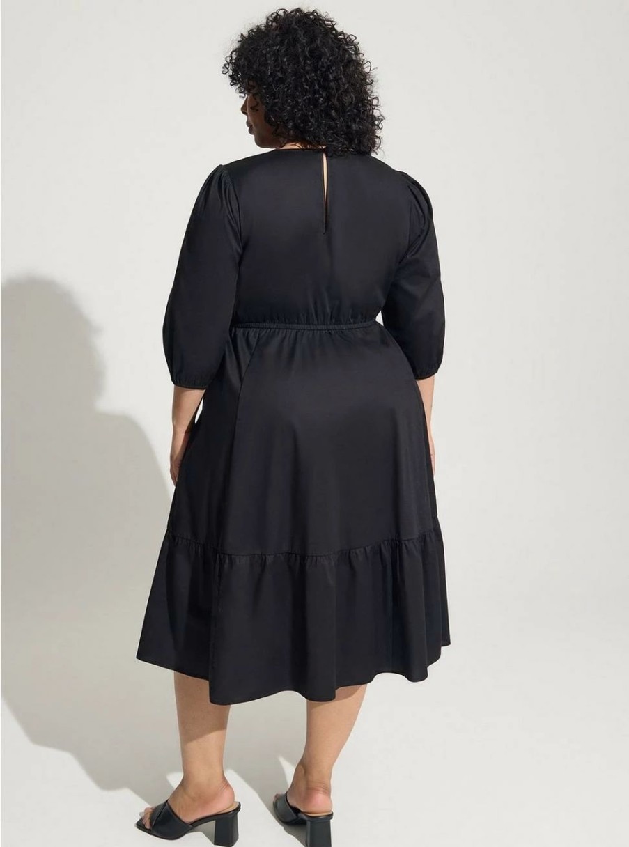 Dresses * | Torrid Midi Poplin Tiered Dress