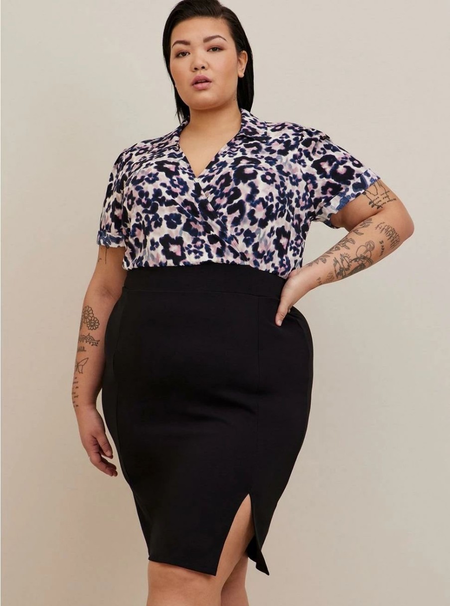 Dresses * | Torrid At The Knee Ponte Studio Crepe Bodycon Dress