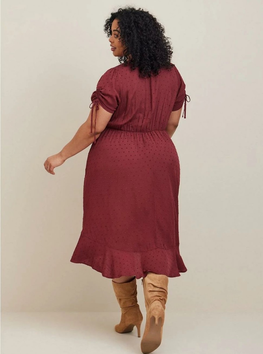 Dresses * | Torrid Midi Swiss Linen Surplice Dress