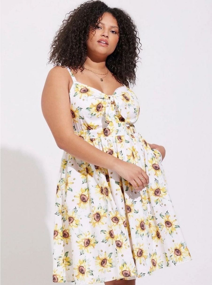 Dresses * | Torrid Mini Poplin Tie-Front Skater Dress