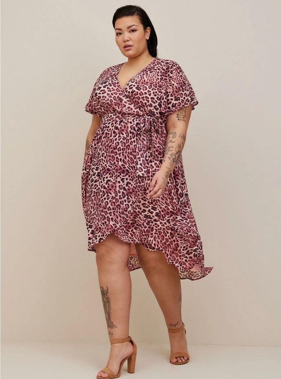 Dresses * | Torrid Midi Chiffon Flutter Sleeve Wrap Dress