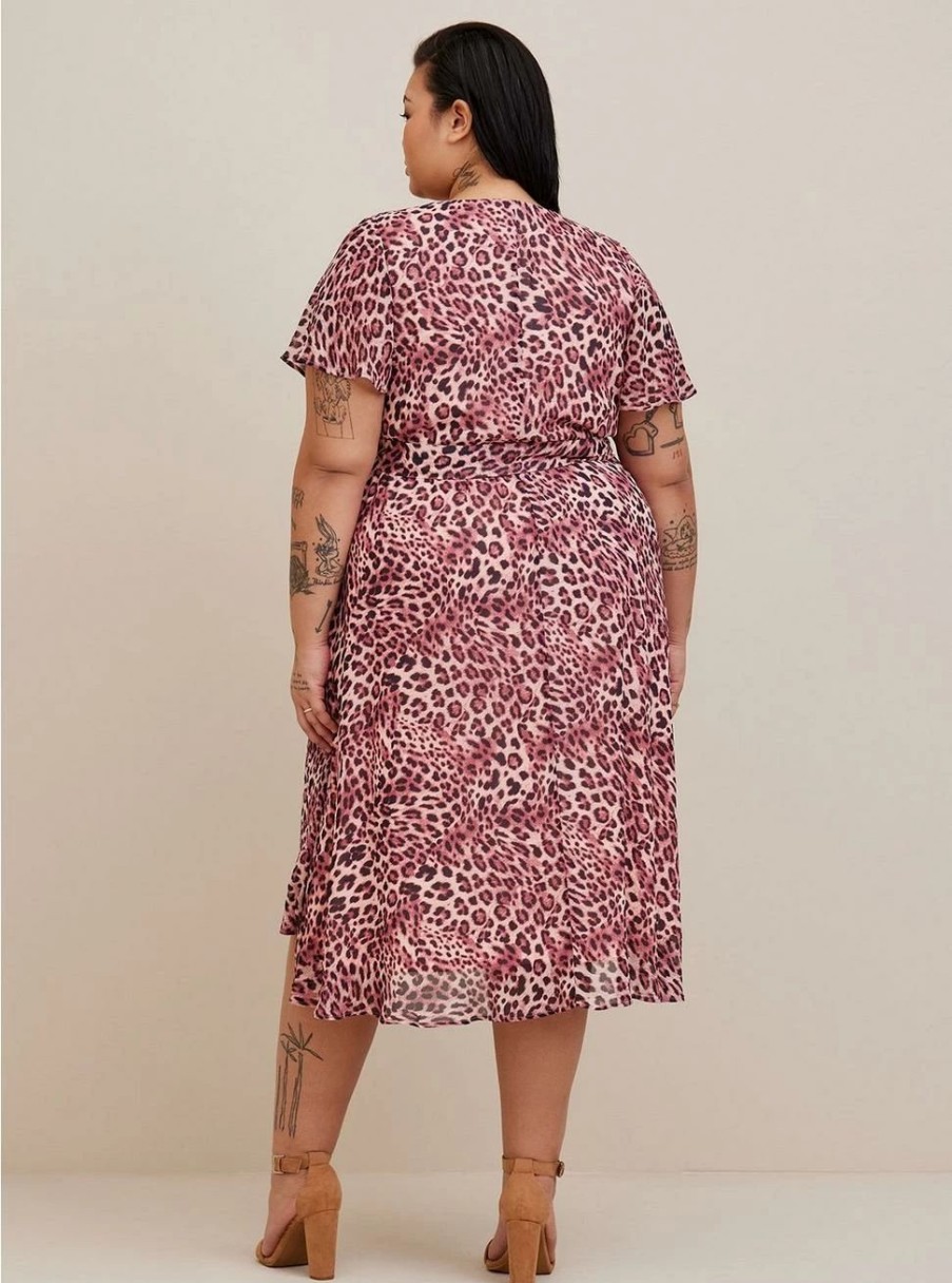 Dresses * | Torrid Midi Chiffon Flutter Sleeve Wrap Dress