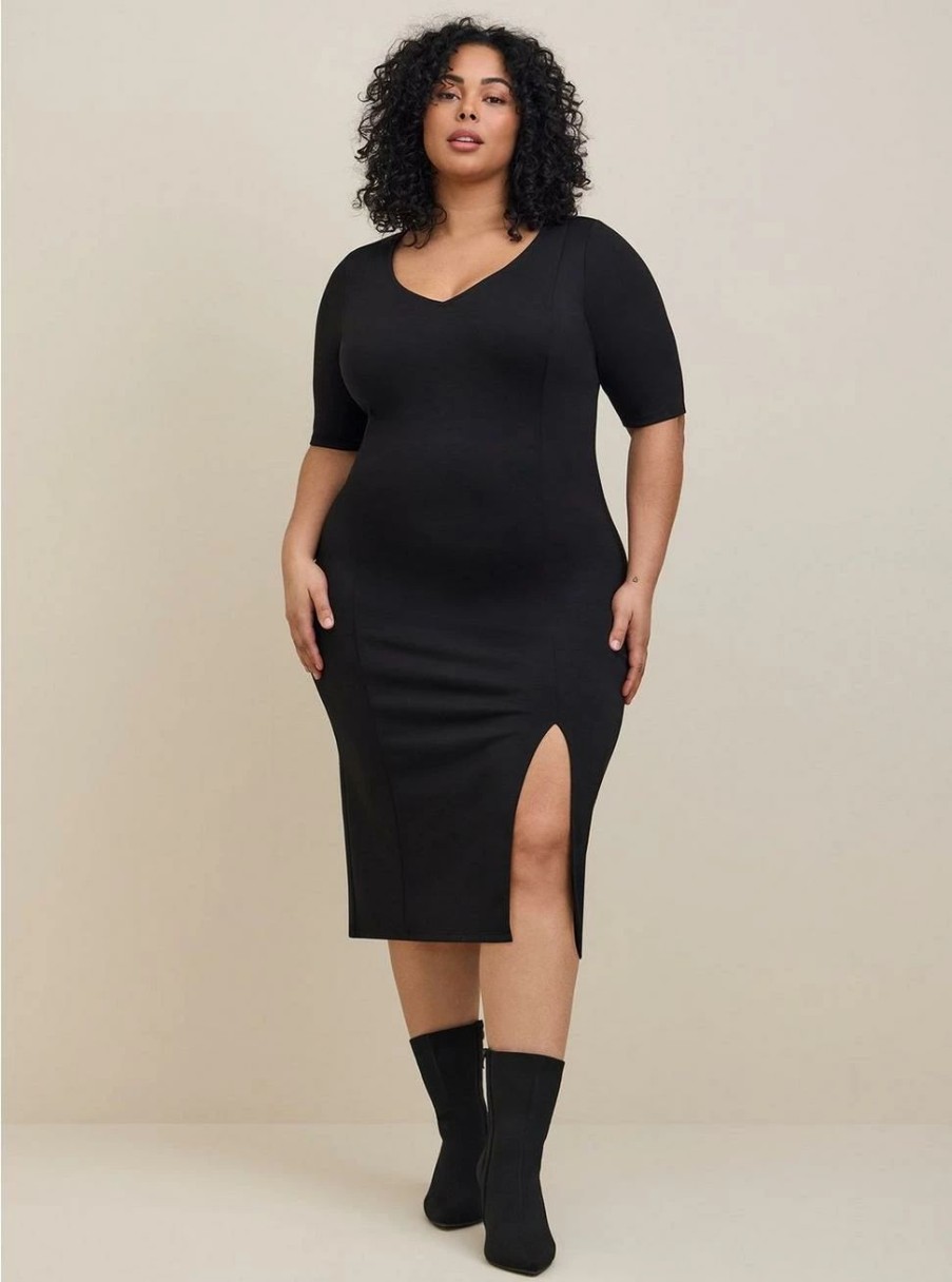 Dresses * | Torrid Midi Studio Cupro Slide Slit Bodycon Dress