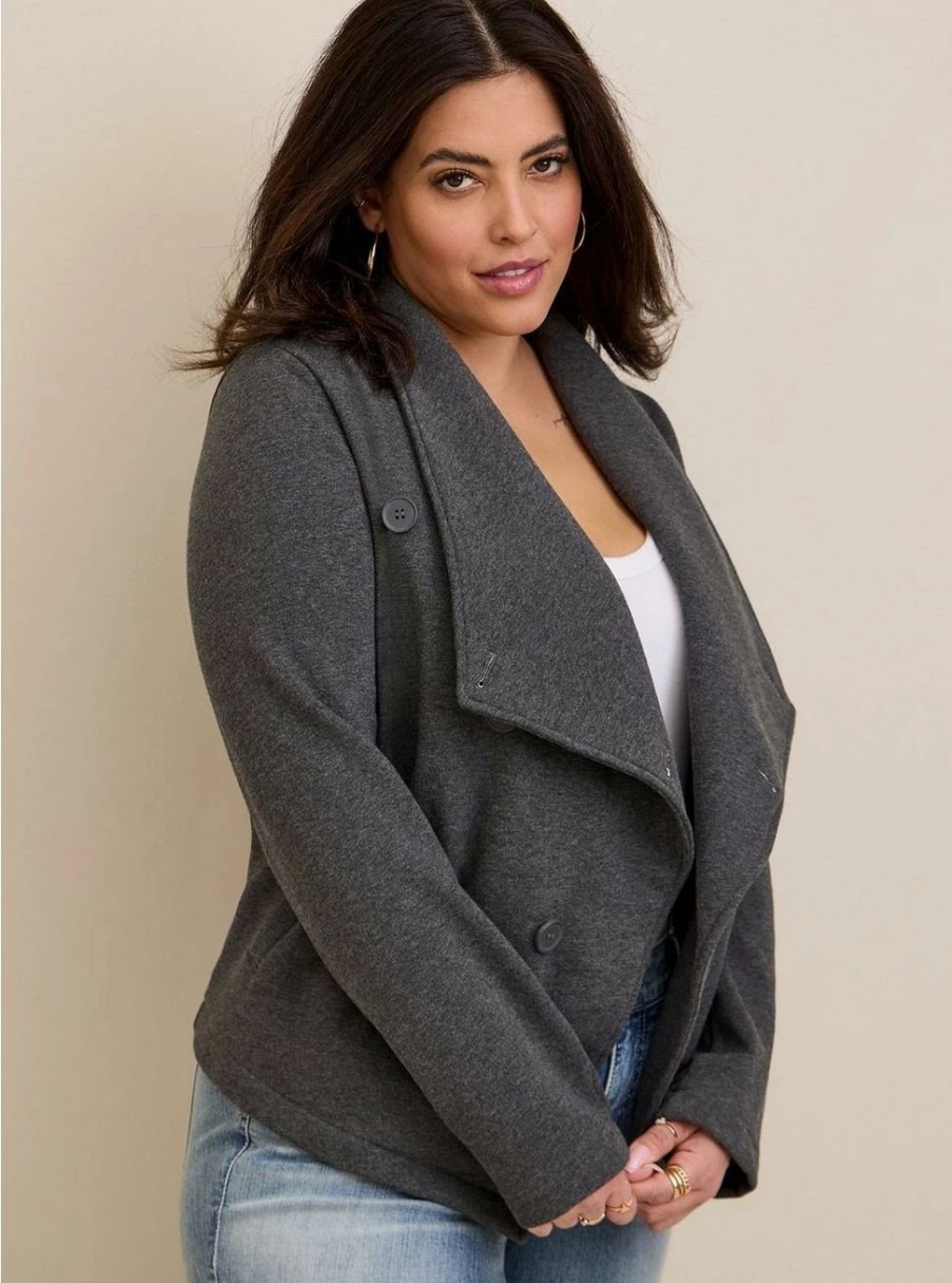 Jackets * | Torrid Fleece Drape Front Jacket