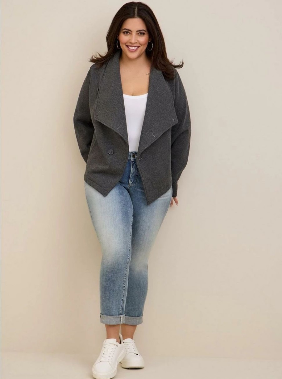 Jackets * | Torrid Fleece Drape Front Jacket